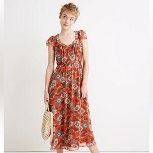 NWT Madewell Midi Floral S/S Multicolor Midi Dress